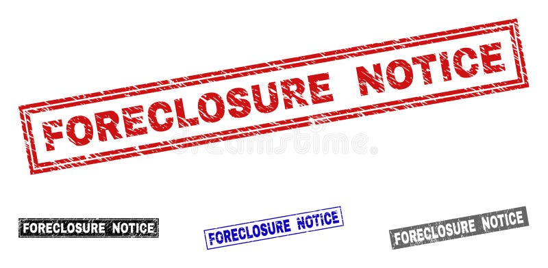 Grunge FORECLOSURE NOTICE Scratched Rectangle Stamps stock illustration