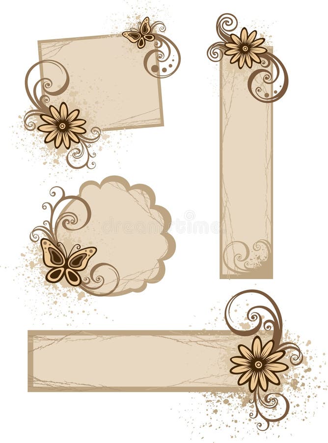 Grunge frames with flowers