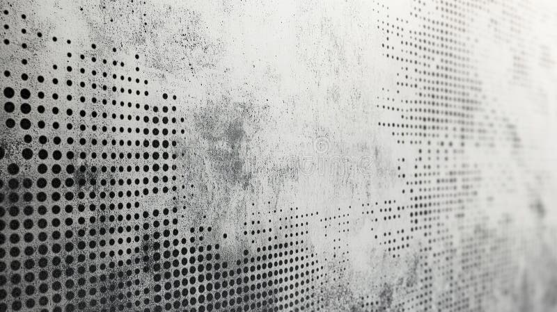 Grunge Halftone Dot Matrix with Vintage Monochrome Texture on Concrete Surface stock illustration