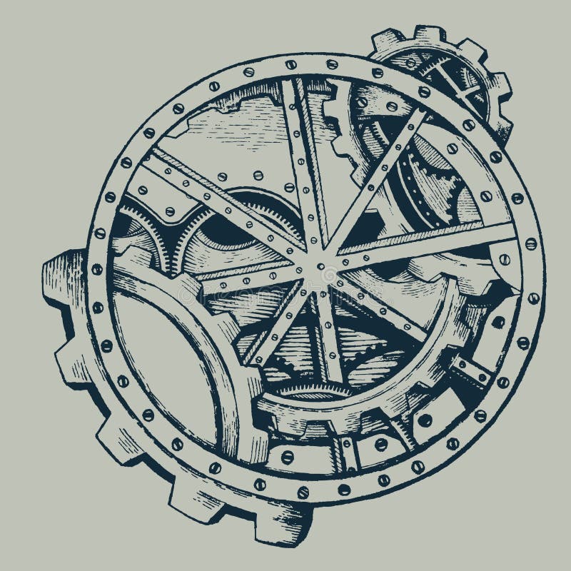 Steampunk gear wheels stock illustration. Illustration of ancient