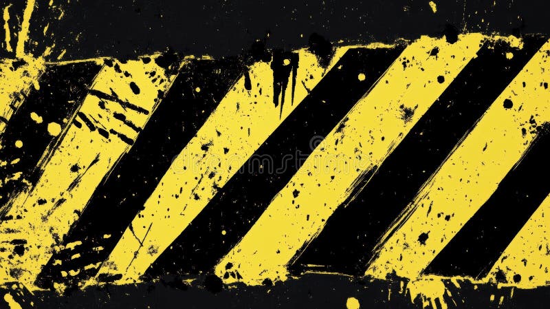 Grunge Hazard Schwarz und Gelb Streifen mit einem gestörten Texturteil. AI generiert