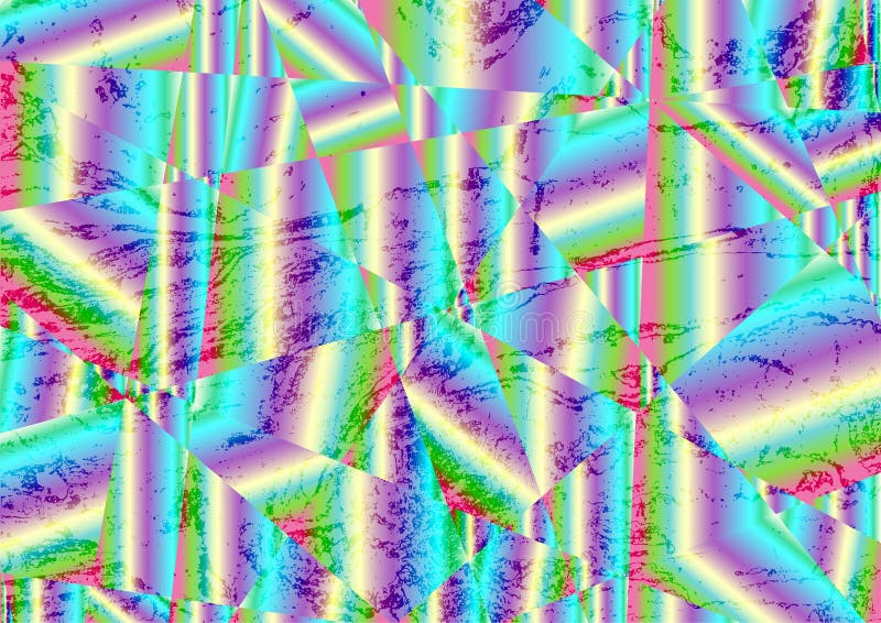 Grunge Holographic Low Poly Crystals Abstract Background Stock Vector