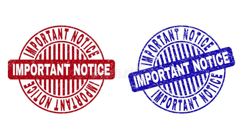 Grunge IMPORTANT NOTICE Scratched Round Stamp Seals royalty free illustration