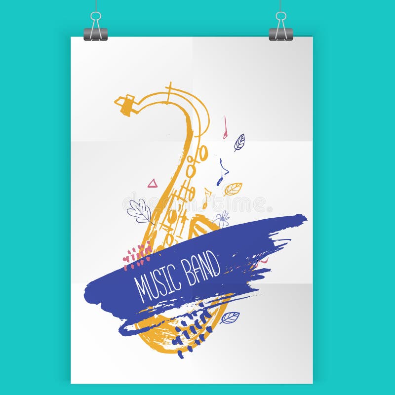 Grunge Jazzowej muzyki freehand plakat Ręka rysująca ilustracja z muśnięć uderzeniami dla festiwalu plakata i ulotki, koncert ilustracji Grunge Jazzowej muzyki freehand plakat Ręka rysująca ilustracja z muśnięć uderzeniami dla festiwalu plakata i ulotki, koncert ilustracji