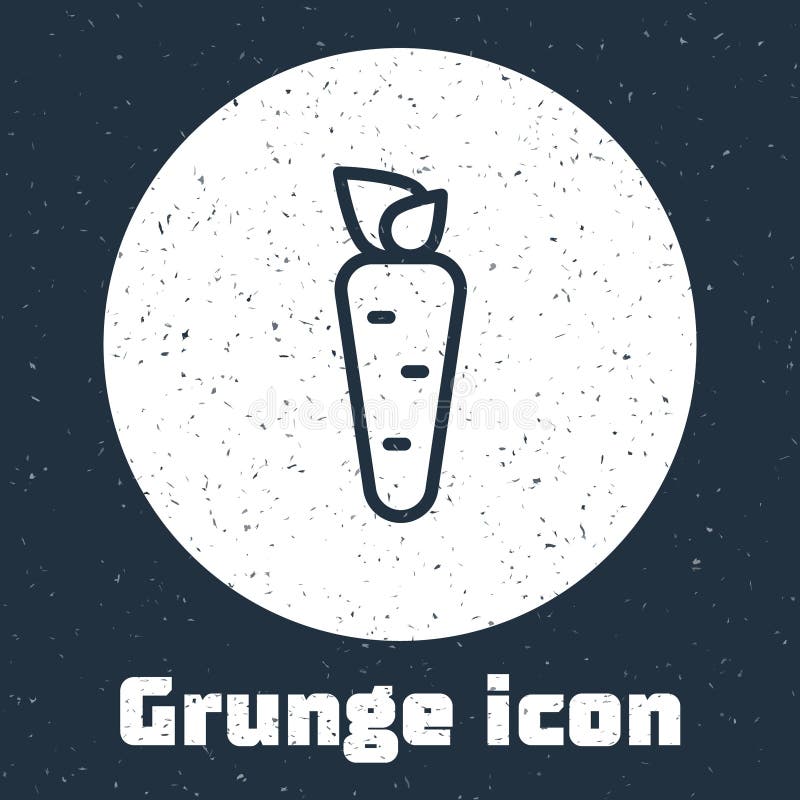 Grunge line Carrot icon isolated on grey background. Monochrome vintage drawing. Vector stock illustration
