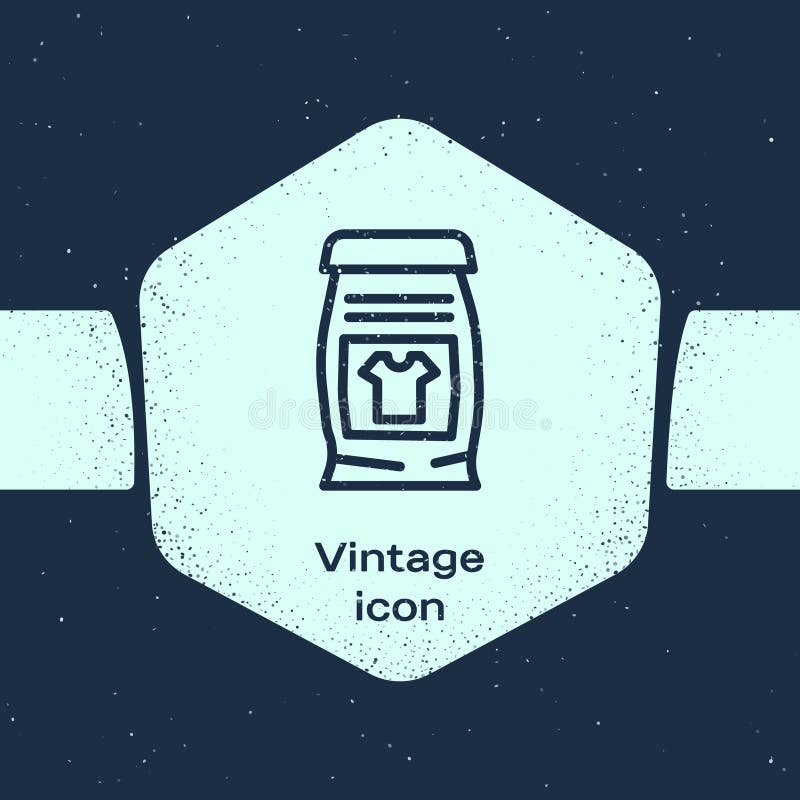 Grunge line Laundry detergent for automatic wash machine icon isolated on blue background. Monochrome vintage drawing royalty free illustration