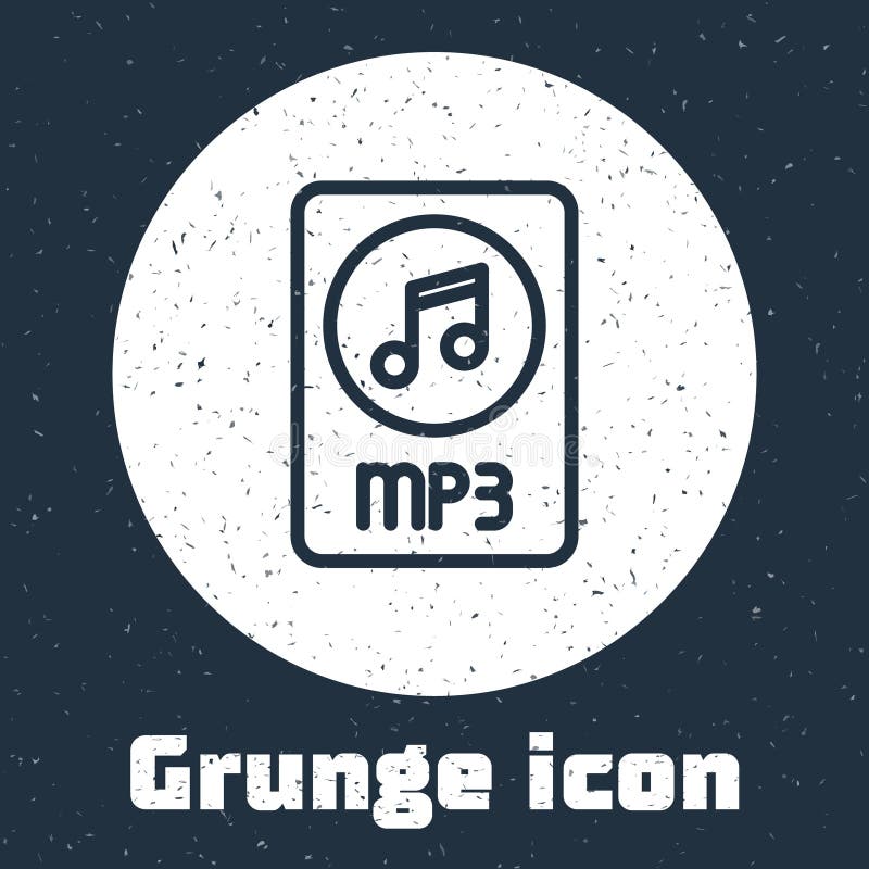 Grunge line MP3 file document. Download mp3 button icon isolated on grey background. Mp3 music format sign. MP3 file royalty free illustration