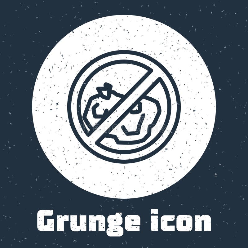 Grunge line No trash icon isolated on grey background. Monochrome vintage drawing. Vector Illustration royalty free illustration