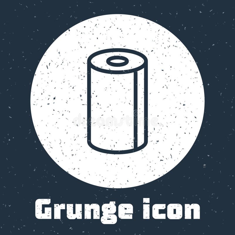 Grunge line Paper towel roll icon isolated on grey background. Monochrome vintage drawing. Vector Illustration stock illustration