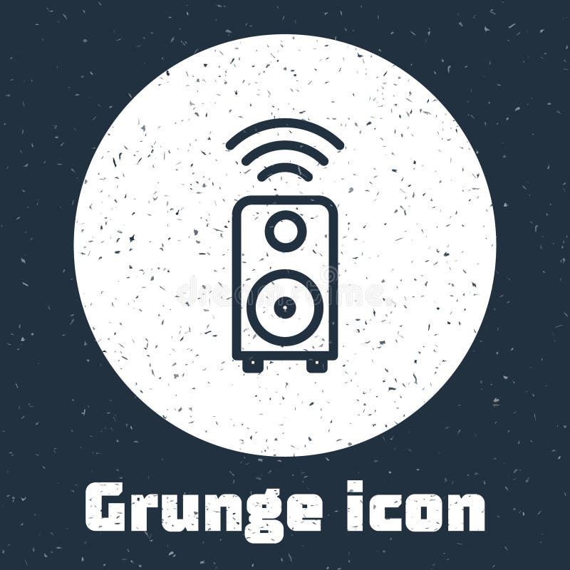 Grunge line Smart stereo speaker system icon isolated on grey background. Sound system speakers. Internet of things vector illustration
