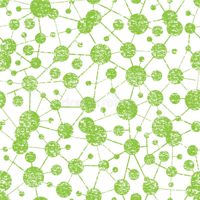 Grunge Molecular Structure Seamless Pattern vector illustration