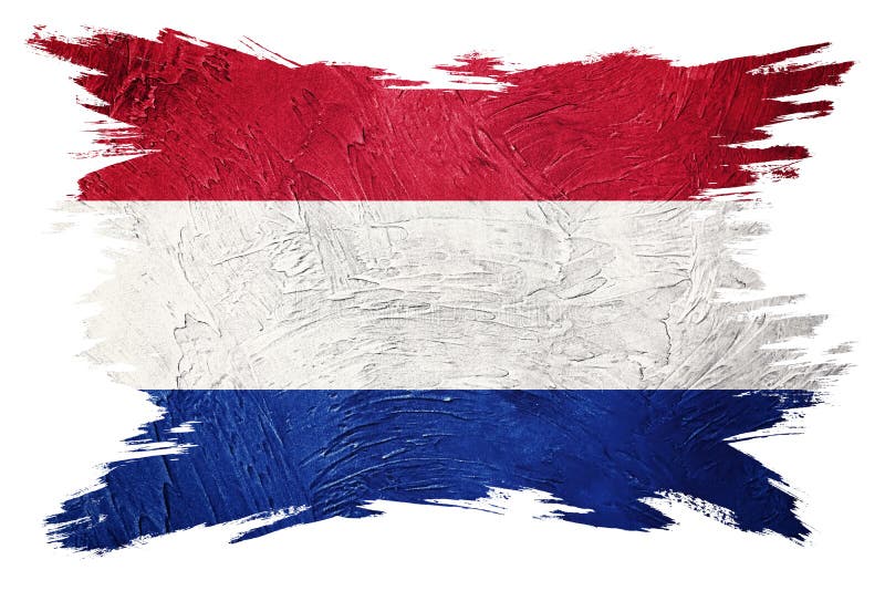 Grunge Nederland flag. Nederlands flag with grunge texture. Brush stroke