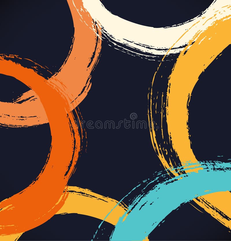 Grunge Paint Banner. Artistic Colorful Background with Drawn Circles. Stock Vector