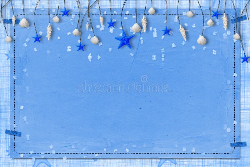 Grunge paper for announcement with seashells