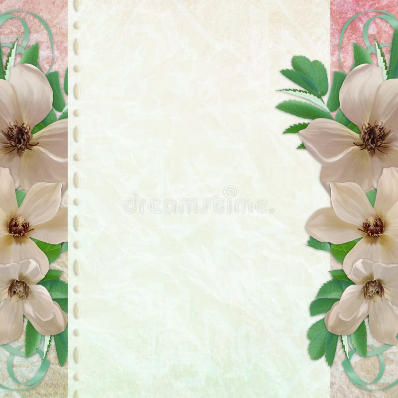 Grunge paper design for information with flowers