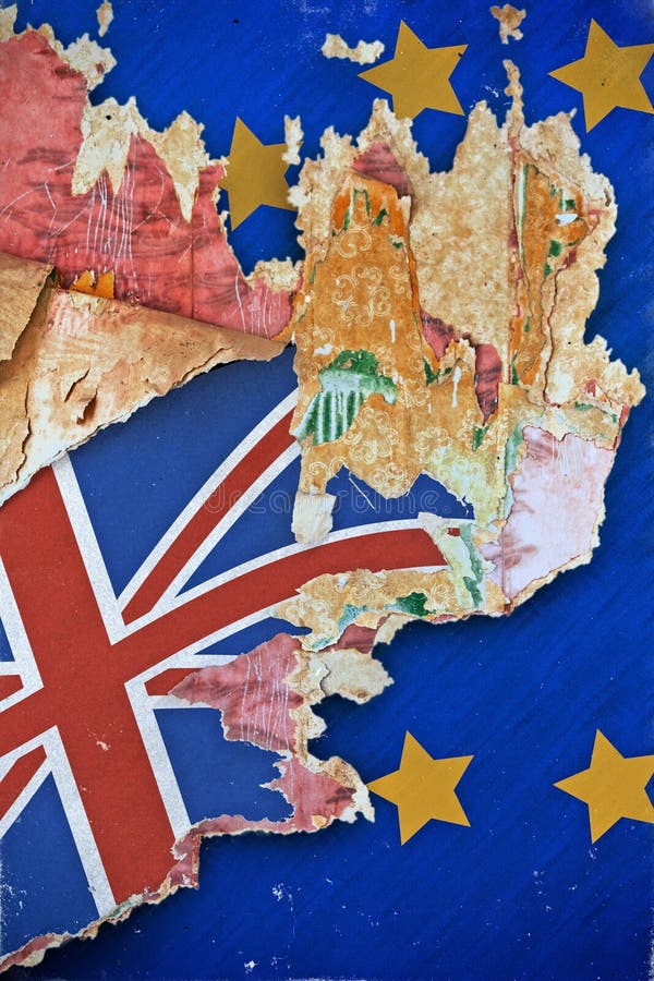 Grunge paper with UK flag on the wallpaper break away from the European Union.