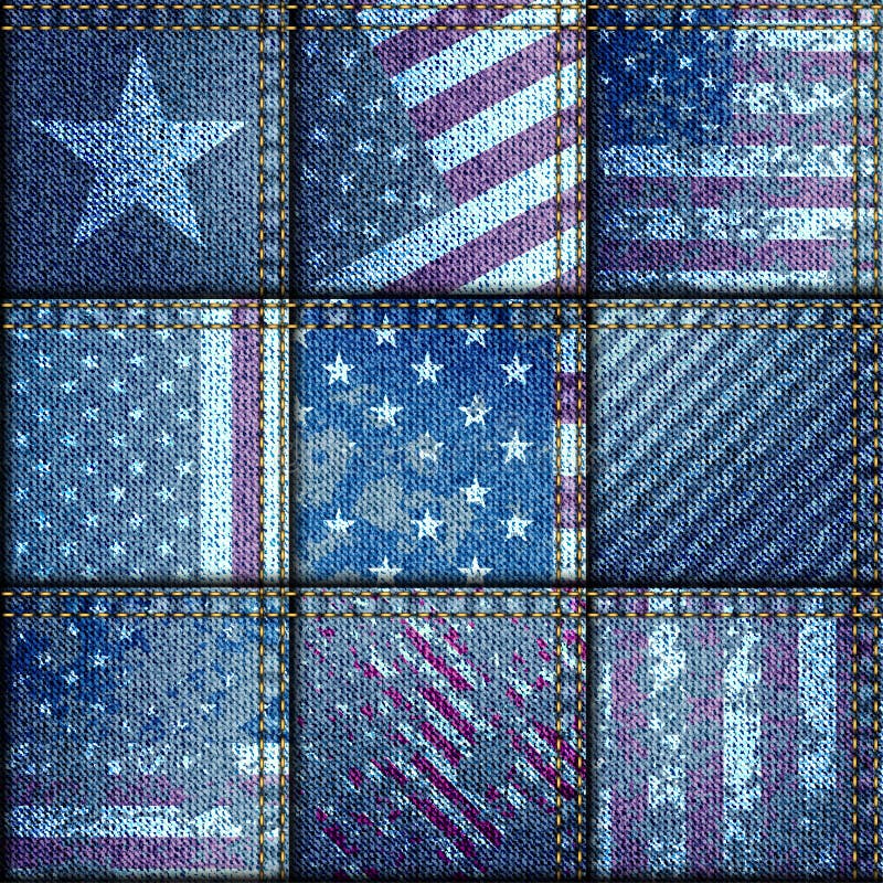 Grunge patchwork z usa flaga ilustracja wektor