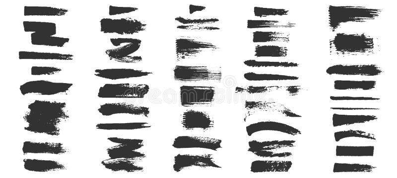 Grunge. Pinsel skizzieren striche schwarz splash distress textur und farbe daub. rohe Tintenbeize und Kalligraphie lizenzfreie abbildung