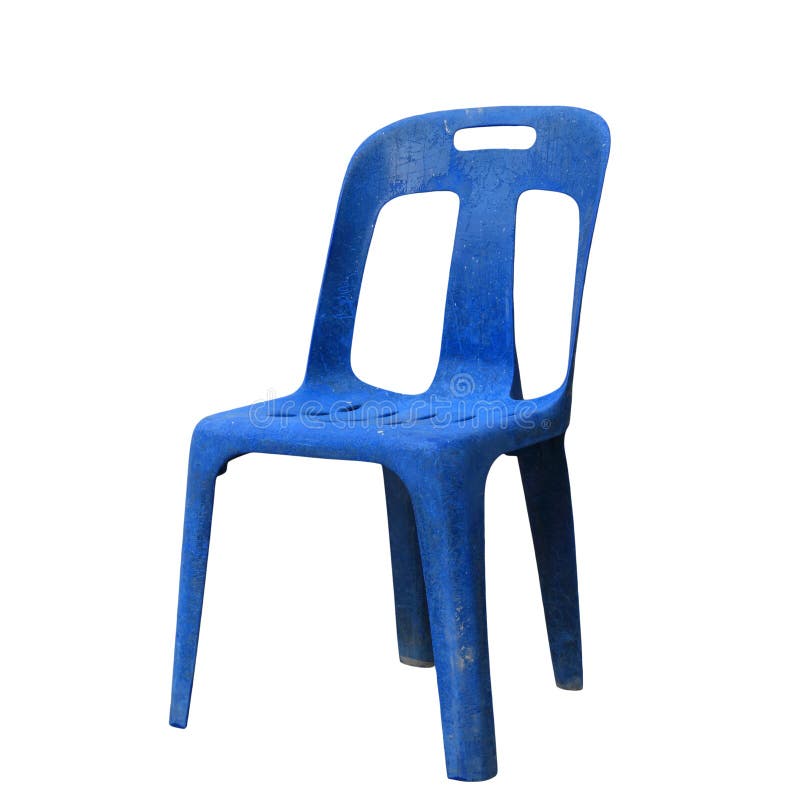 Grunge Plastic Blue Chair Isolated on White Stock Image Image of
