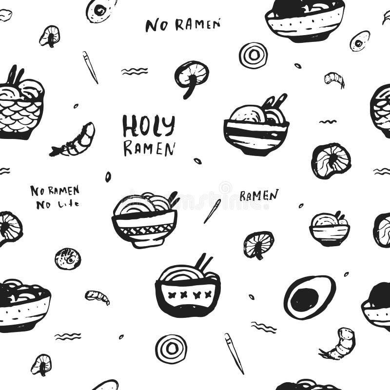 Grunge ramen naadloos die patroonontwerp op witte achtergrond wordt geïsoleerd De Aziatische inzameling van de Noedelkom Gezonde stock illustratie Grunge ramen naadloos die patroonontwerp op witte achtergrond wordt geïsoleerd De Aziatische inzameling van de Noedelkom Gezonde stock illustratie