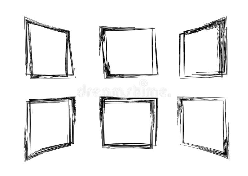 Set Of Hand Drawn Circle Frames Abstract Grunge Doodle Frames Isolated 