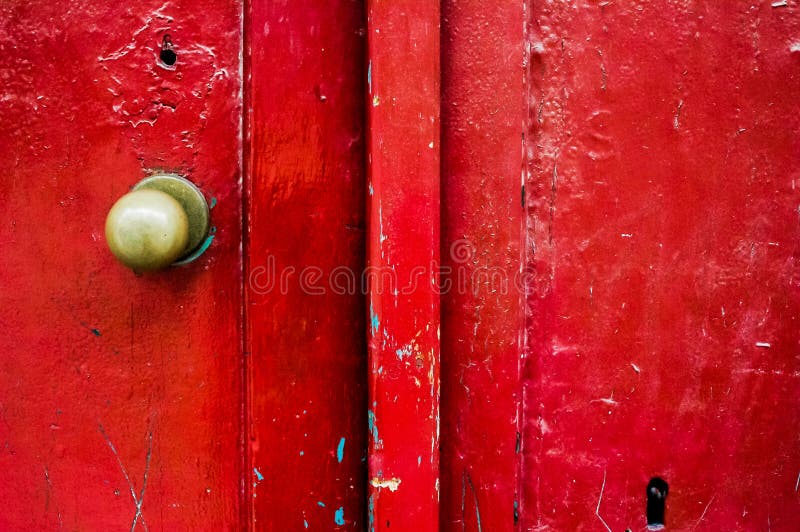 Grunge Red painted wooden door