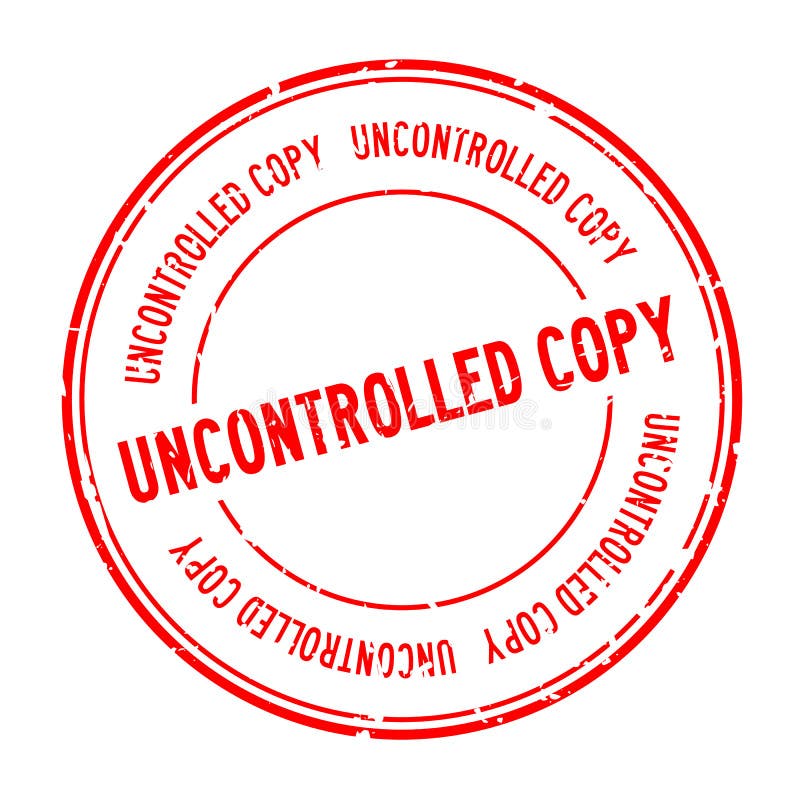 Grunge red uncontrolled copy word round rubber stamp on white background