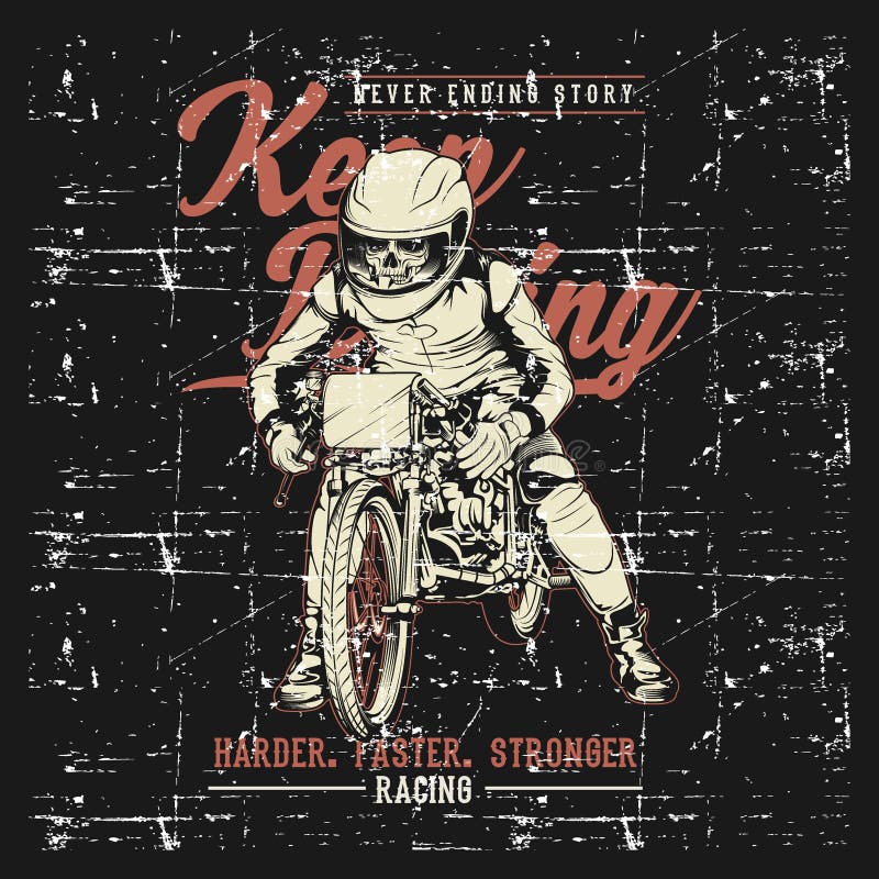 Grunge rocznika stylowego motocyklu typografii Bieżne grafika wręczają rysunkowego wektor ilustracji Grunge rocznika stylowego motocyklu typografii Bieżne grafika wręczają rysunkowego wektor ilustracji
