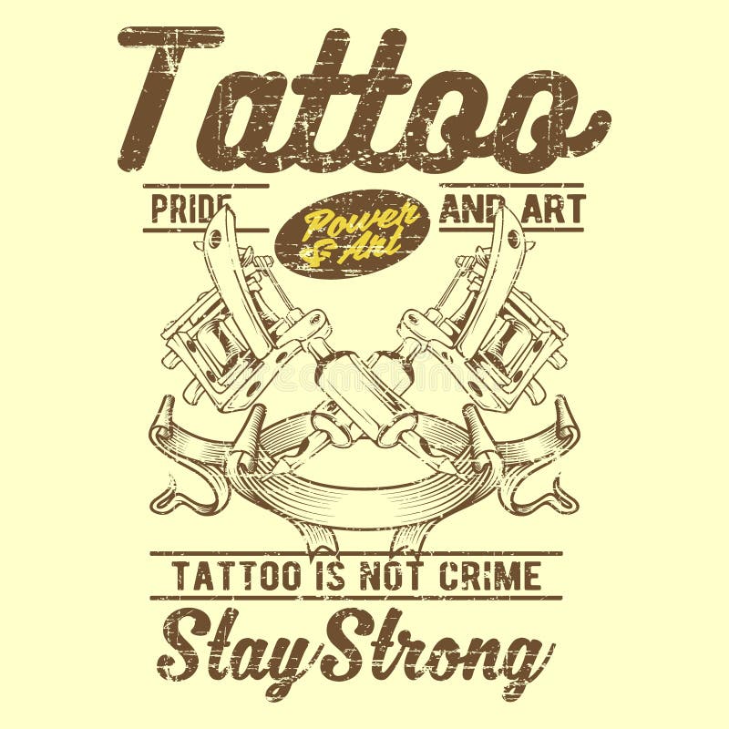 Grunge rocznika tatuażu stylowa maszyna i tekst ilustracji Grunge rocznika tatuażu stylowa maszyna i tekst ilustracji