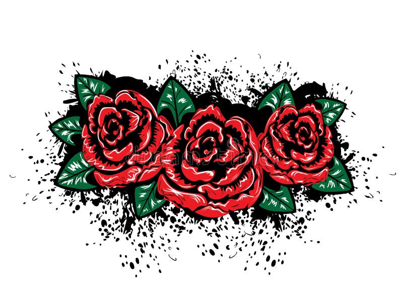 Grunge Roses with Splatters Stock Vector - Illustration of hand, vector ...