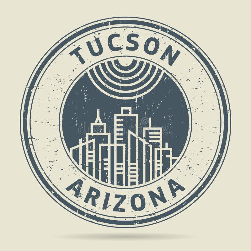 Grunge Rubber Stamp or Label with Text Tucson, Arizona Stock Vector
