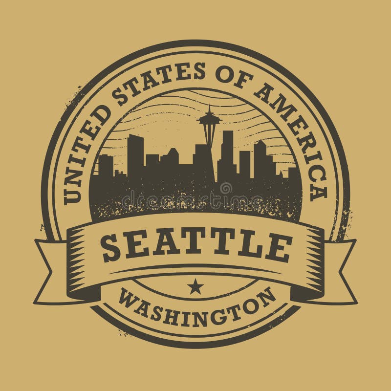 Grunge Rubber Stamp with Name of Washington, Seattle Stock Vector