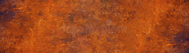 Grunge rusty scratched orange brown metal corten steel stone background texture banner panorama
