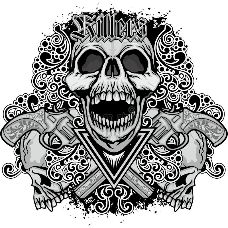 Grunge skull coat of arms stock illustration. Illustration of black ...