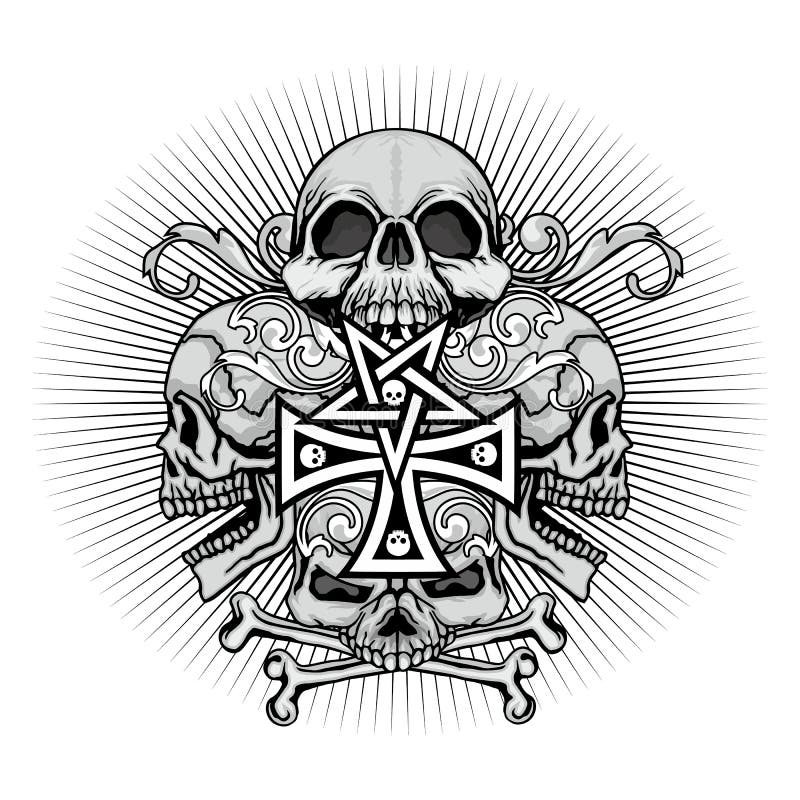 Grunge skull coat of arms stock illustration. Illustration of emblem ...