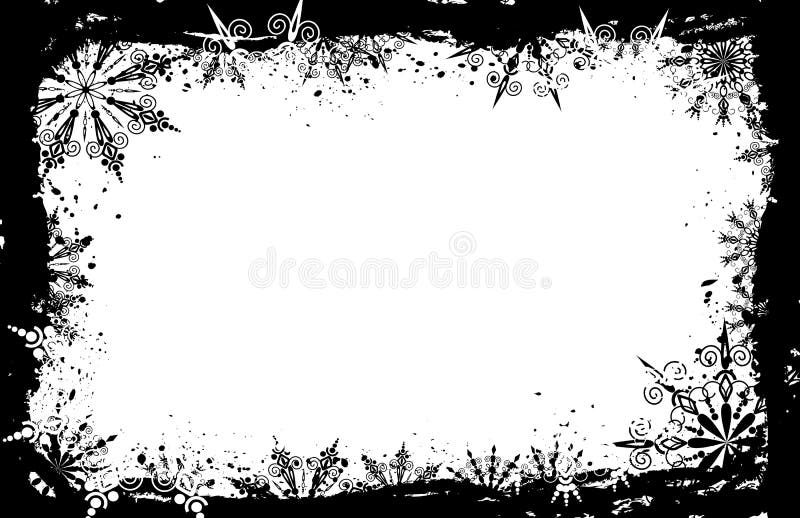 Grunge snowflakes frame, vector