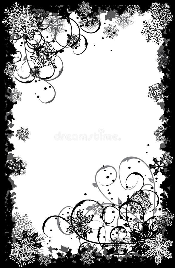 Grunge snowflakes frame, vector