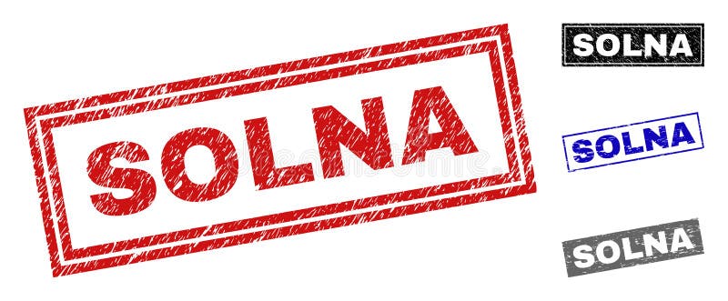 Grunge SOLNA Scratched Rectangle Watermarks stock illustration