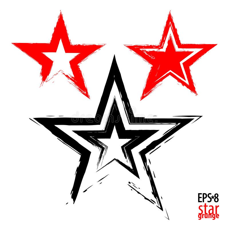 Grunge star on a red background. Simulates drawing with a dry brush