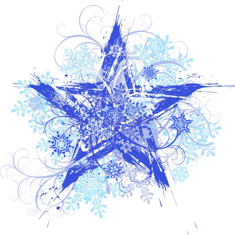 Grunge star & snowflakes