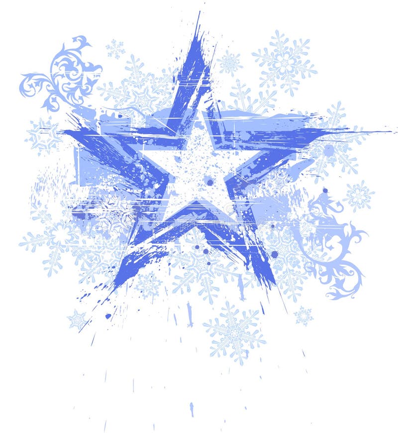 Grunge star & snowflakes