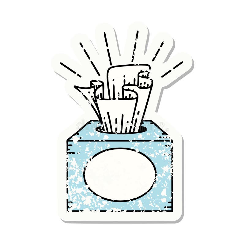 Grunge Sticker of Tattoo Style Box of Tissues Stock Vector