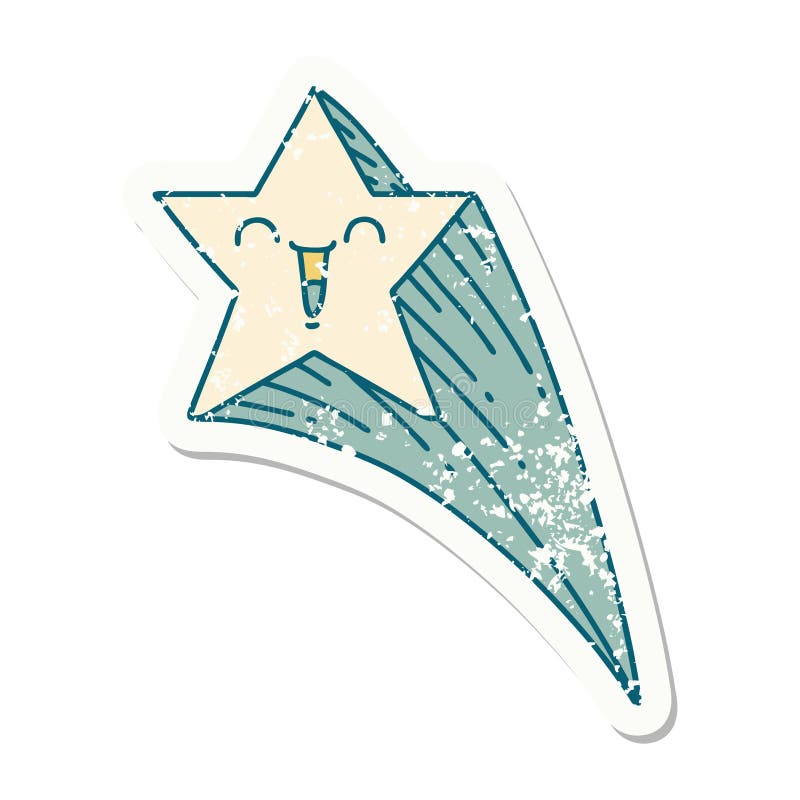 grunge sticker of tattoo style shooting star