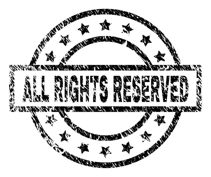 All Rights Reserved Sign. Rounded Isolated Button. White Sticker Stock