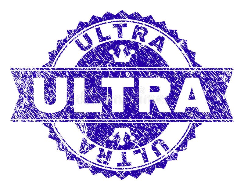 Grunge Textured ULTRA Stamp Seal with Ribbon vector illustration.