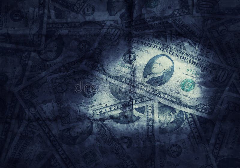Grunge textured US dollars background vector illustration