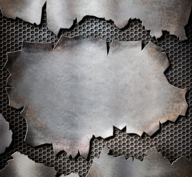 Grunge Torn Metal Plate As Steam Punk Background Stock Illustration