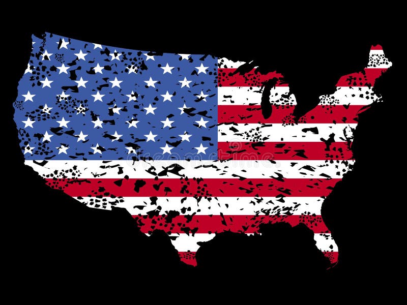 Grunge USA Map Flag Illustration Stock Illustration - Illustration of ...