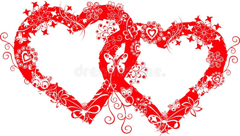 Grunge valentine frame, heart, vector royalty free illustration