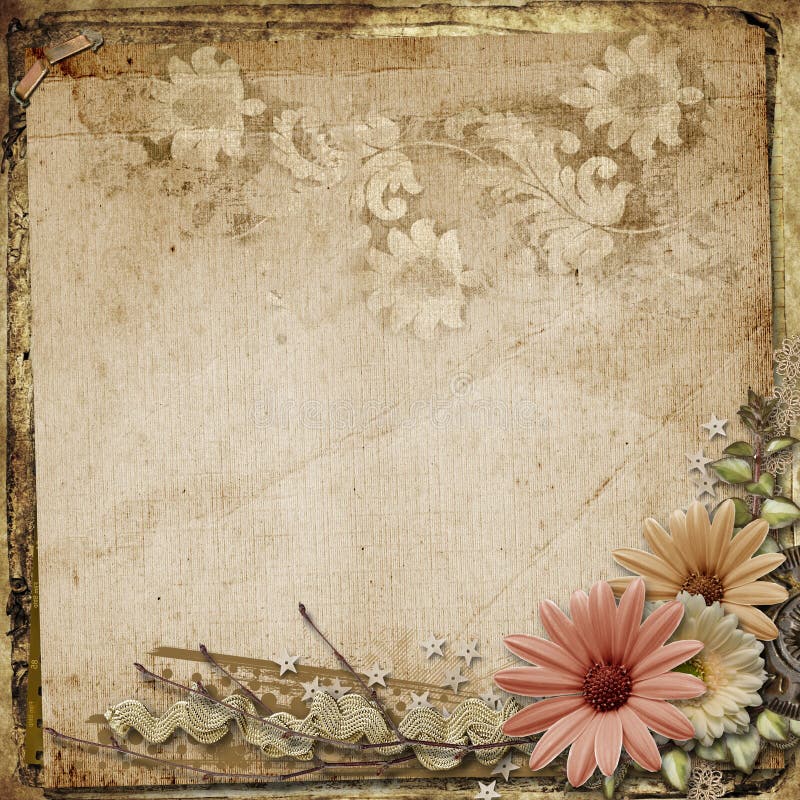 Grunge vintage background with flowers